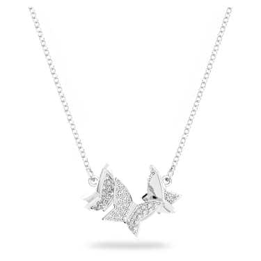 Collana Idyllia Lilia, Farfalla, Bianca, Placcato rodio - Swarovski, 5636421