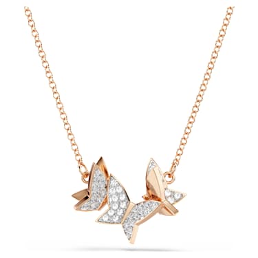 Collana Idyllia Lilia, Farfalla, Bianca, Finitura oro rosa 18K - Swarovski, 5636422