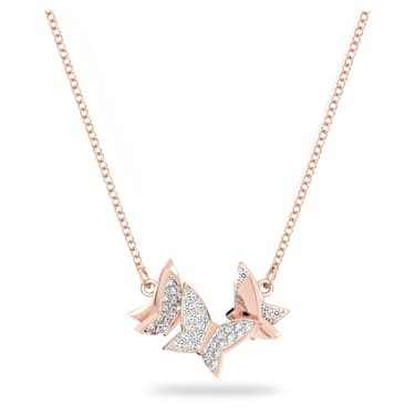 Idyllia Lilia Halskette, Schmetterling, Weiß, Roségold-Legierungsschicht - Swarovski, 5636422