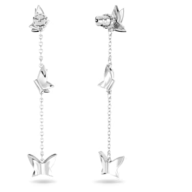 Idyllia Lilia ドロップピアス, チョウ, ロング, ホワイト Idyllia Lilia ドロップピアス, チョウ, ロング, ホワイト