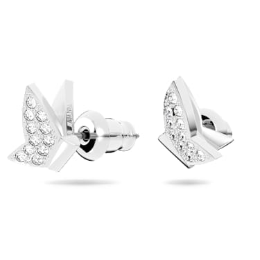 Idyllia Lilia Ohrstecker, Schmetterling, Weiß, Rhodiniert - Swarovski, 5636424