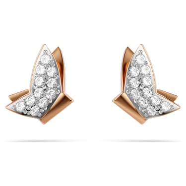 Długie kolczyki Idyllia Lilia, Motyl, Długie, Białe, Wykończenie z 18-karatowego różowego złota - Swarovski, 5636426