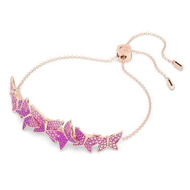 Idyllia Lilia 手鏈, 蝴蝶, 粉紅色, 鍍金（玫瑰金色飾面） - Swarovski, 5636431