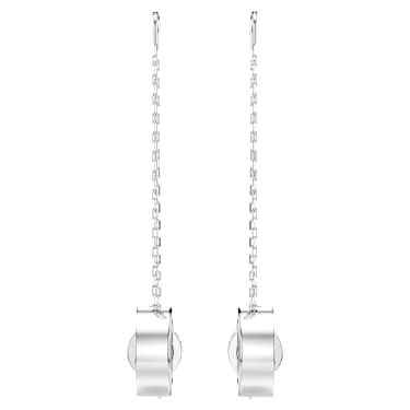 Visací náušnice Dextera, Dlouhé, Bílá, Pokoveno rhodiem - Swarovski, 5636435