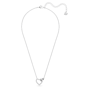 Collana Lovely, Cuore, Bianca, Placcato rodio - Swarovski, 5636444