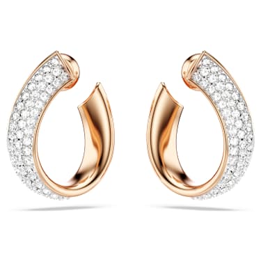 Anneaux d'oreilles Exist, Petites, Blanches, Placage de ton or rosé - Swarovski, 5636448