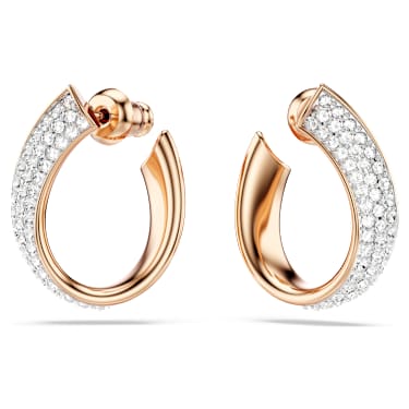 Anneaux d'oreilles Exist, Petites, Blanches, Placage de ton or rosé - Swarovski, 5636448