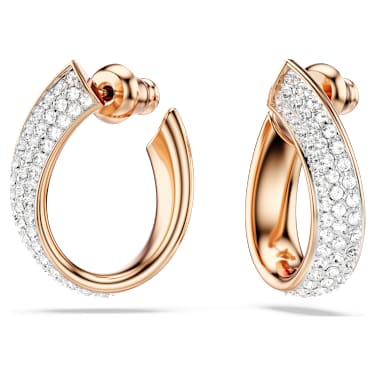 Anneaux d'oreilles Exist, Petites, Blanches, Placage de ton or rosé - Swarovski, 5636448