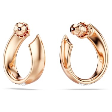 Anneaux d'oreilles Exist, Petites, Blanches, Placage de ton or rosé - Swarovski, 5636448