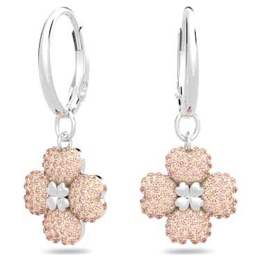 Latisha Oorhangers, Bloem, Roze, Rodium toplaag - Swarovski, 5636485