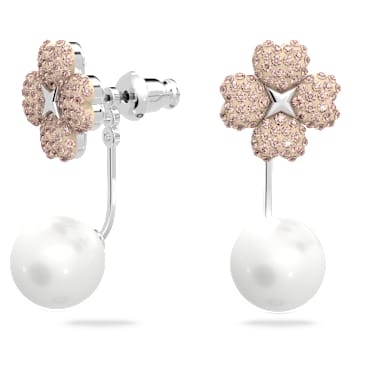 Cercei Latisha, Floare, Roz, Placat cu rodiu - Swarovski, 5636486