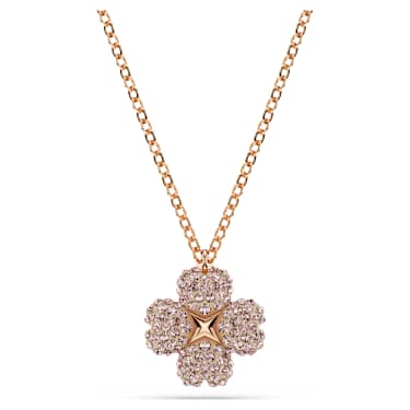 Latisha จี้สร้อยคอ, ดอกไม้, ชมพู, เคลือบโทนสีโรสโกลด์ - Swarovski, 5636489