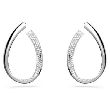 Exist halka küpeler, Orta, Beyaz, Rodyum kaplama - Swarovski, 5636490