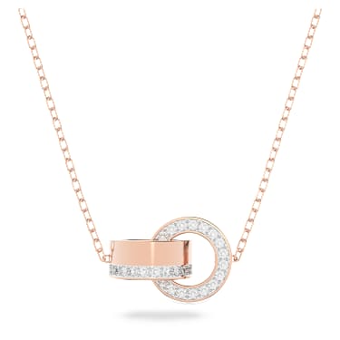 Wisiorek Dextera, Zazębiająca się pętla, Biały, Wykończenie z 18-karatowego różowego złota - Swarovski, 5636496