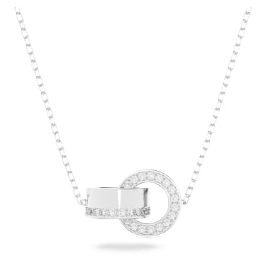 Dextera 鏈墜, 環形相扣, 白色, 鍍白金色 - Swarovski, 5636497