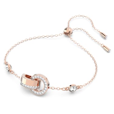 สร้อยข้อมือ Dextera, ห่วงแบบประสานกัน, ขาว, เคลือบโทนสีโรสโกลด์ - Swarovski, 5636498