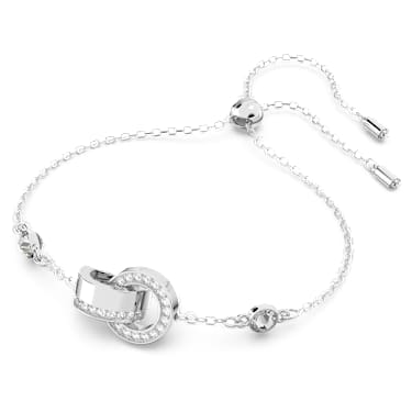 Dextera 手链, 环形相扣, 白色, 镀铑 - Swarovski, 5636499