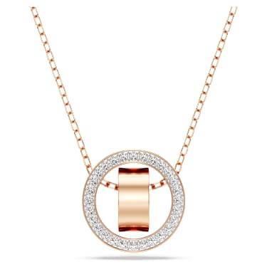 Dextera pendant, pavé, White, Rose gold-tone plated | Swarovski