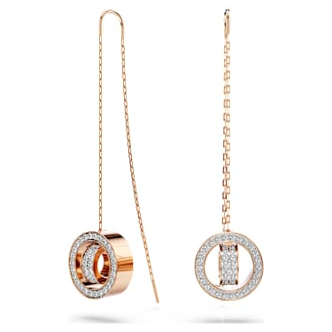 Hollow 水滴形耳环, 长款, 白色, 镀玫瑰金色调 - Swarovski, 5636504
