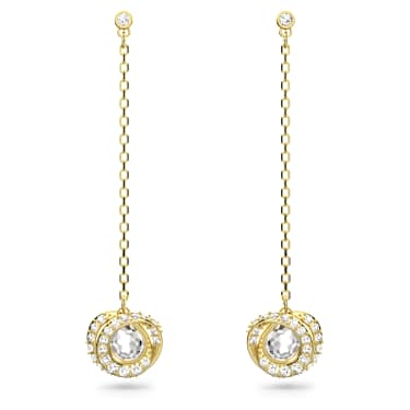 Generation 水滴形耳环, 长款, 白色, 镀金色调 - Swarovski, 5636514