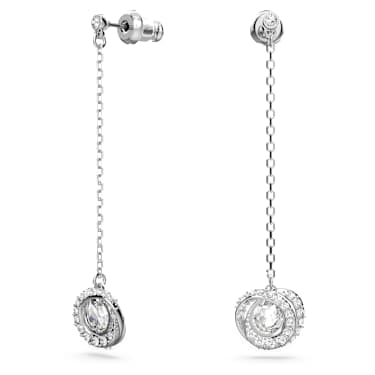 Generation 水滴形耳环, 长款, 白色, 镀铑 - Swarovski, 5636515