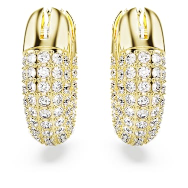 Anneaux d'oreilles Dextera, Petites, Blanches, Placage de ton or - Swarovski, 5636530