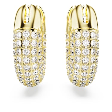 Dextera hoop earrings, Small, White, Gold-tone plated - Swarovski, 5636530