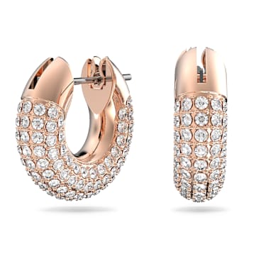 Pendientes de aro Dextera, Pequeños, Blancos, Acabado en oro rosa de 18 quilates - Swarovski, 5636531