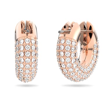 Dextera karika fülbevaló, Kicsi, Fehér, 18 kt-os rózsaarany bevonat - Swarovski, 5636531