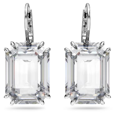 Millenia ドロップピアス, オクタゴンカット, ホワイト, ロジウム・プレーティング - Swarovski, 5636569