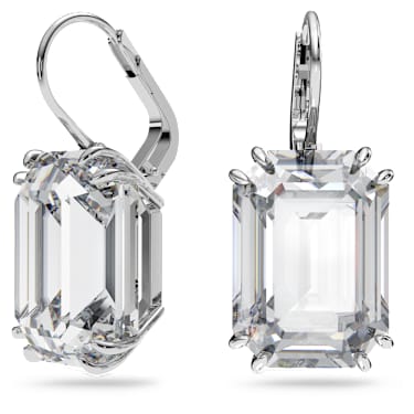 Millenia ドロップピアス, オクタゴンカット, ホワイト, ロジウム・プレーティング - Swarovski, 5636569