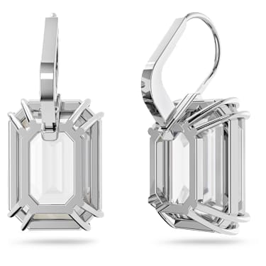 Millenia ドロップピアス, オクタゴンカット, ホワイト, ロジウム・プレーティング - Swarovski, 5636569