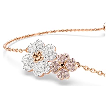 Latisha สร้อยข้อมือ, ดอกไม้, หลากสี, เคลือบโทนสีโรสโกลด์ - Swarovski, 5636591