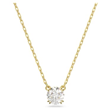 Přívěsek Stilla, Kulatý výbrus, Bílá, Povrchová úprava z 18k zlata - Swarovski, 5636703