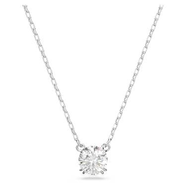 Stilla pendant, Round cut, White, Rhodium plated - Swarovski, 5636706