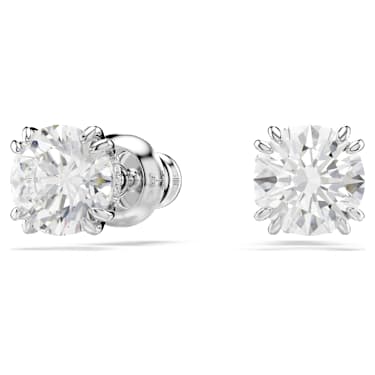 Brincos stud Constella, Lapidação redonda, Branco, Lacado a ródio - Swarovski, 5636712