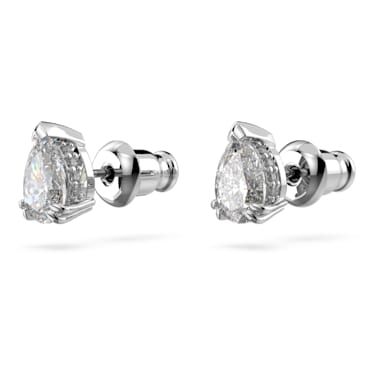 Millenia stud earrings, Pear cut, White, Rhodium plated - Swarovski, 5636713