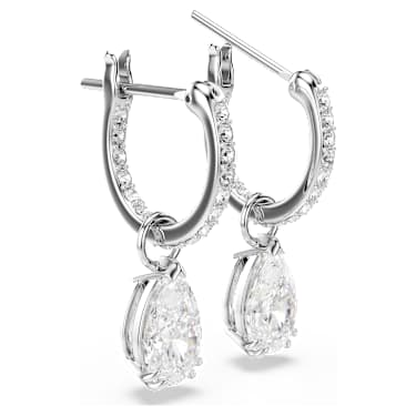 Pendientes de aro Stilla, Talla pera, Blancos, Baño de rodio - Swarovski, 5636716