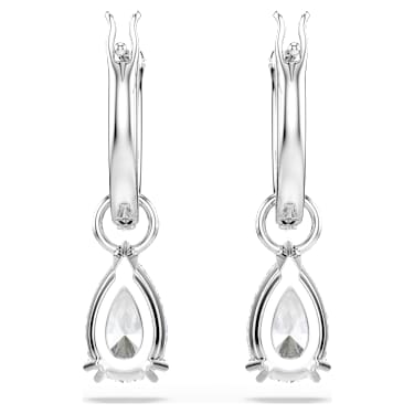 Millenia 大圈耳環, 梨形切割, 白色, 鍍白金色 - Swarovski, 5636716