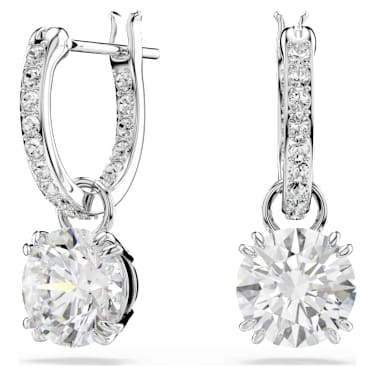 Pendants d'oreilles Constella, Taille ronde, Blanches, Métal rhodié - Swarovski, 5636717
