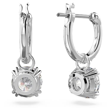 Stilla 水滴形耳環, 圓形切割, 白色, 鍍白金色 - Swarovski, 5636717