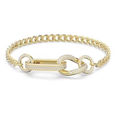 Pulsera Dextera, Pavé, Mezcla de eslabones, Blanca, Baño tono oro - Swarovski, 5636739