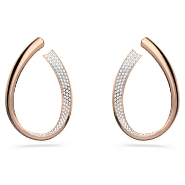 Exist 大圈耳環, 中碼, 白色, 鍍玫瑰金色調 - Swarovski, 5636960