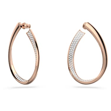 Exist hoop earrings, Medium, White, Rose gold-tone plated - Swarovski, 5636960