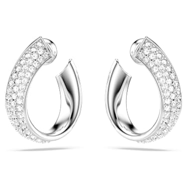 Exist 후프 이어링, 스몰, 화이트, 로듐 플래팅 - Swarovski, 5637563