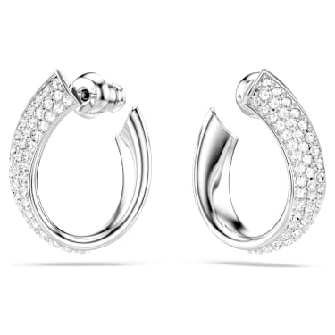 Exist 후프 이어링, 스몰, 화이트, 로듐 플래팅 - Swarovski, 5637563