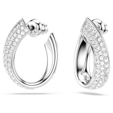 Exist 후프 이어링, 스몰, 화이트, 로듐 플래팅 - Swarovski, 5637563