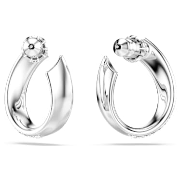 Exist 후프 이어링, 스몰, 화이트, 로듐 플래팅 - Swarovski, 5637563