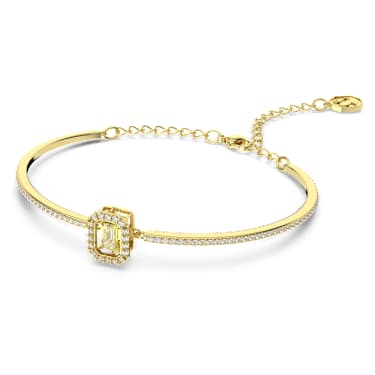 Millenia bangle, Octagon cut, Pavé, Yellow, Gold-tone plated 
