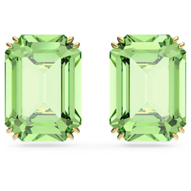 Cercei stud Millenia, Tăietură octogonală, Verde, Placat cu auriu - Swarovski, 5638489